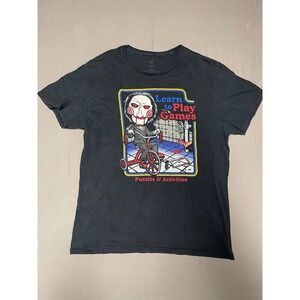 Saw Movie Billy the Puppet Learn to Play Games Graphic T-Shirt Black Large